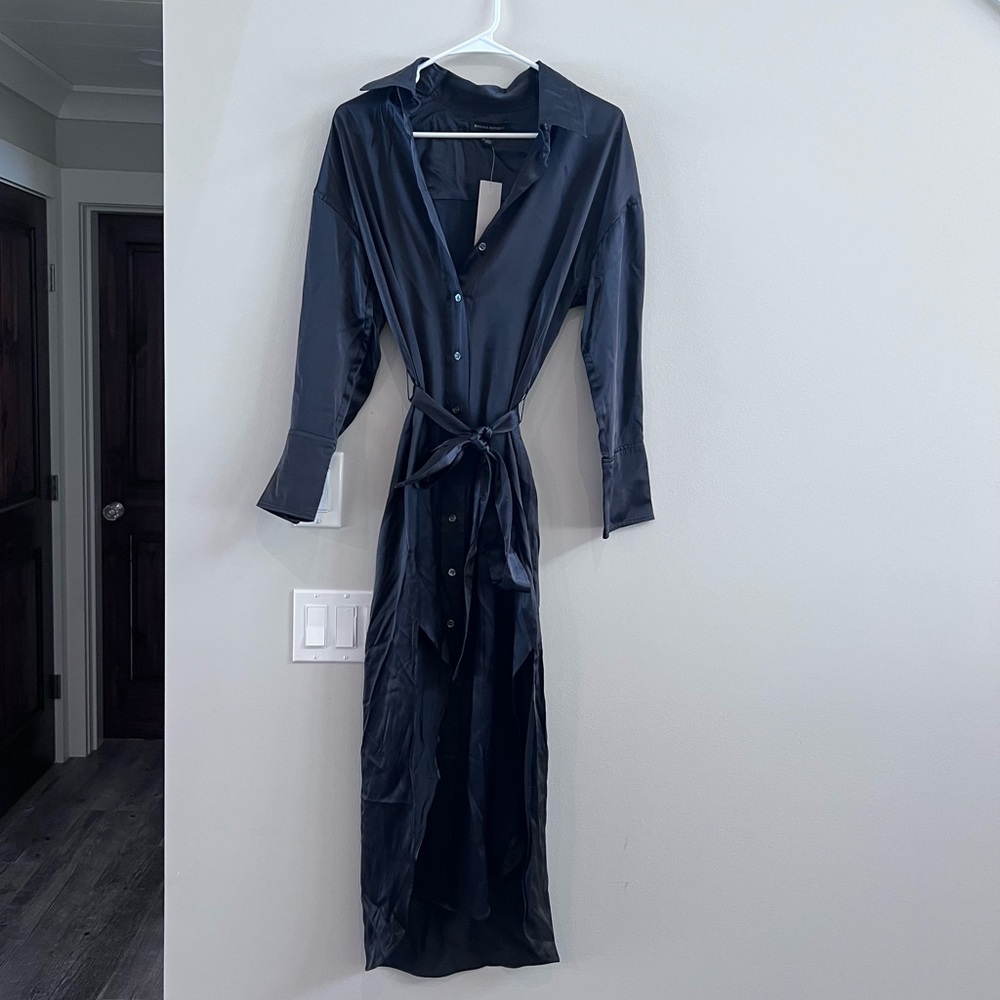 BANANA REPUBLIC PETITE MEDIUM 100% SILK NWT MUSE SILK MAXI SHIRTDRESS